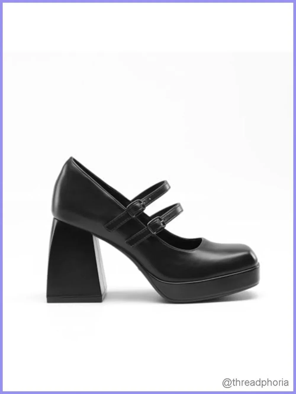 Platform Mary Jane Chunky Heels Square Toe Double Strap Y2K Women's